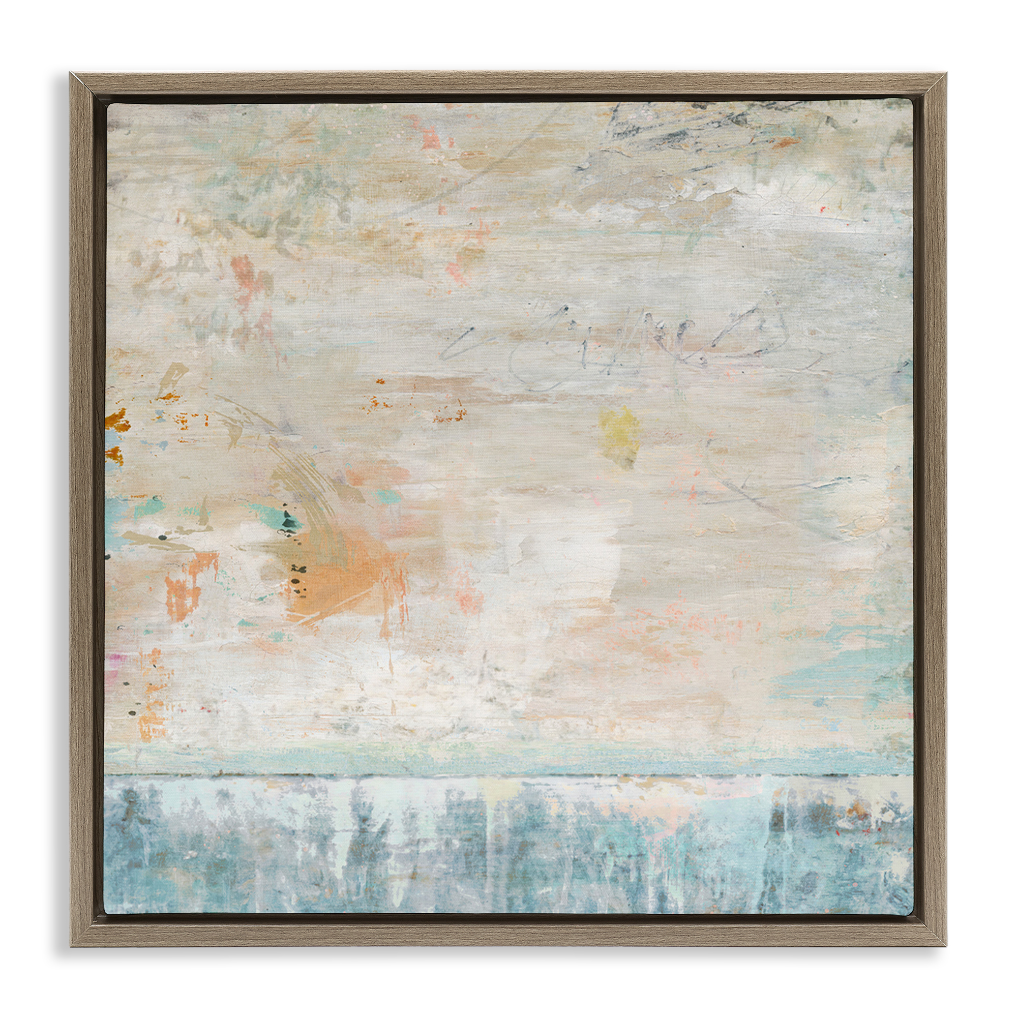Stupell Industries Rustic Abstract Paint Strokes Abstract Painting Brown Floater Framed Canvas Art Print Wall Art, 18 x 18