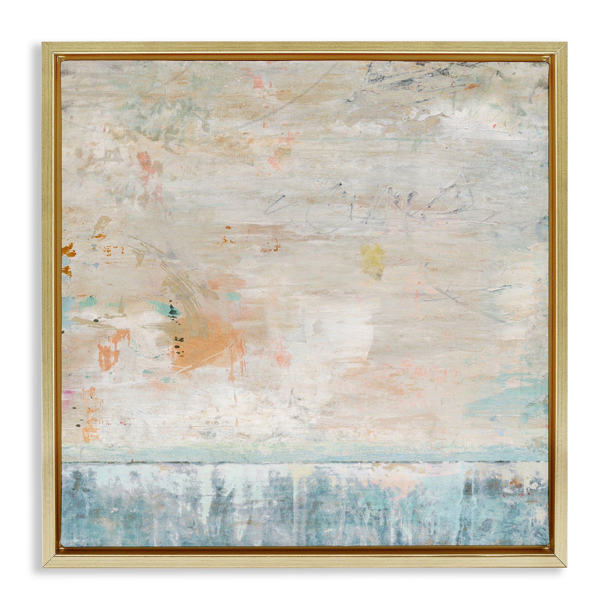 Stupell Industries Rustic Abstract Paint Strokes Abstract Painting Gold Floater Framed Canvas Art Print Wall Art, 18 x 18
