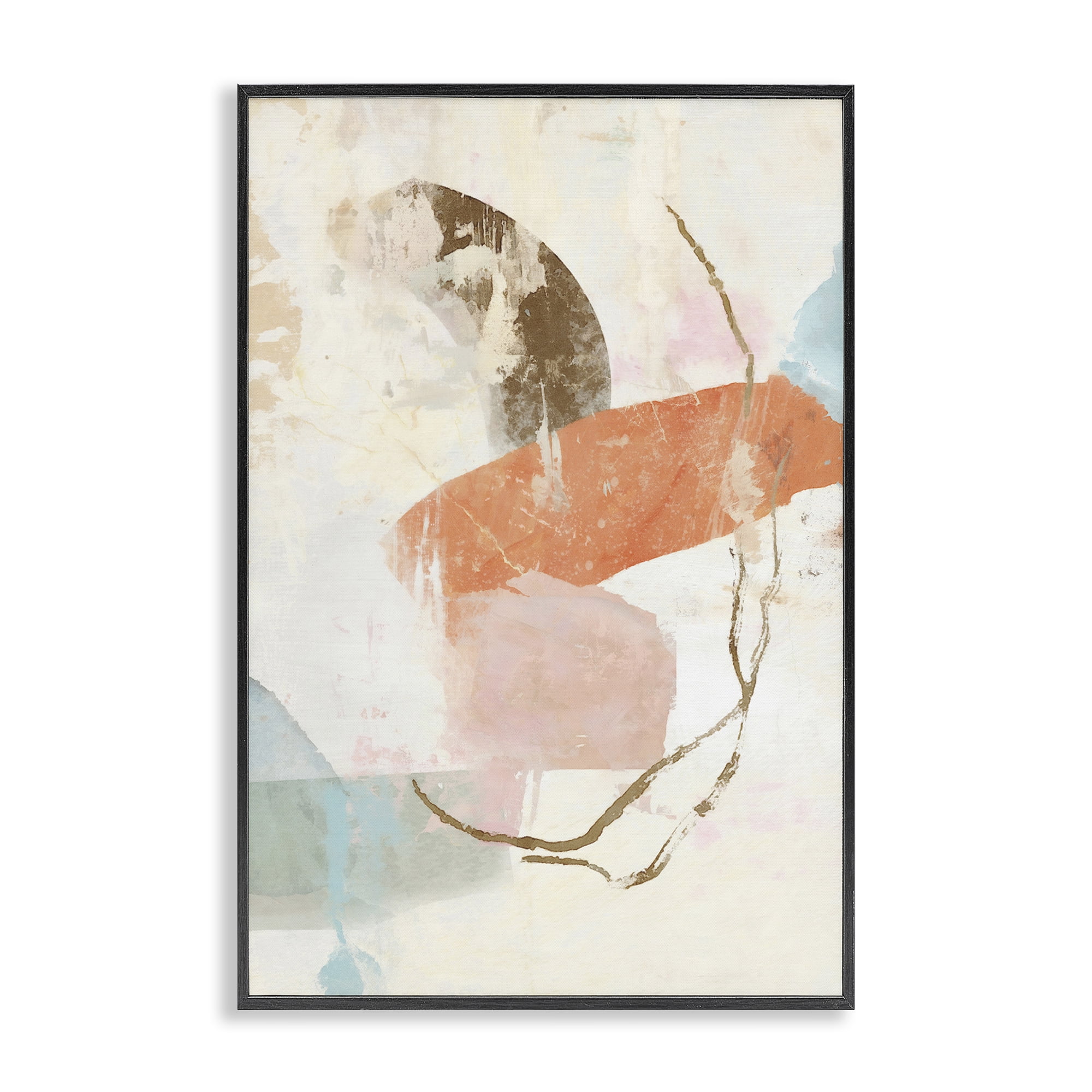 Stupell Industries Rustic Abstract with Orange Accent Abstract Painting Black Framed Art Print Wall Art, 16 x 24