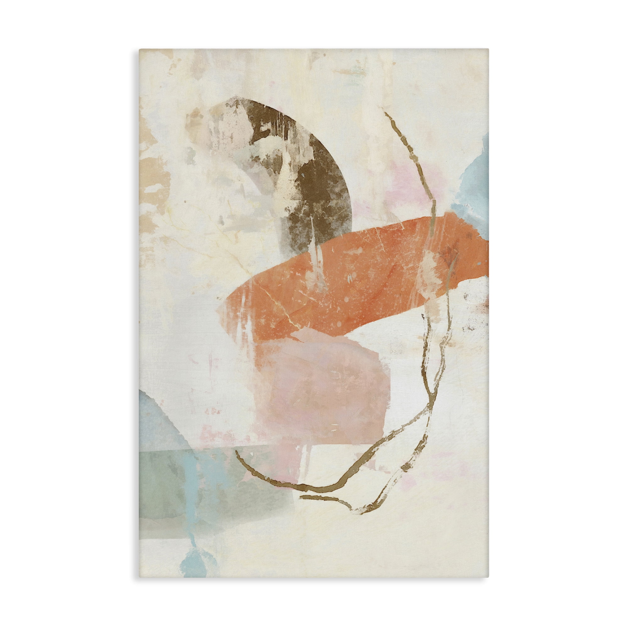 Stupell Industries Rustic Abstract with Orange Accent Abstract Painting Gallery Wrapped Canvas Art Print Wall Art, 16 x 24