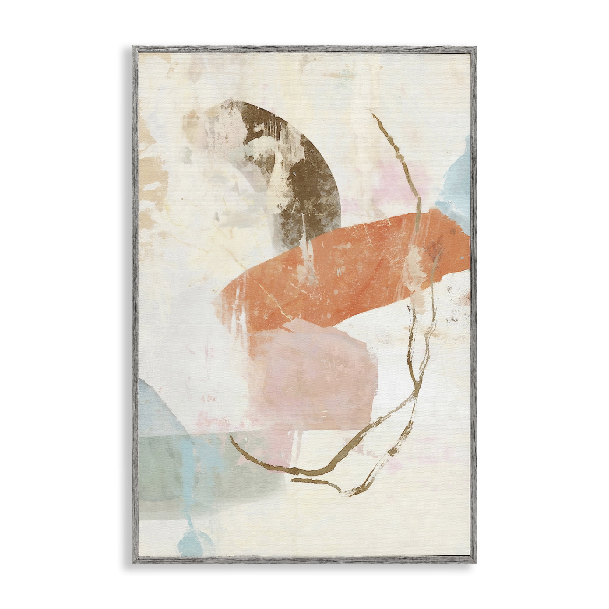 Stupell Industries Rustic Abstract with Orange Accent Abstract Painting Gray Framed Art Print Wall Art, 16 x 24