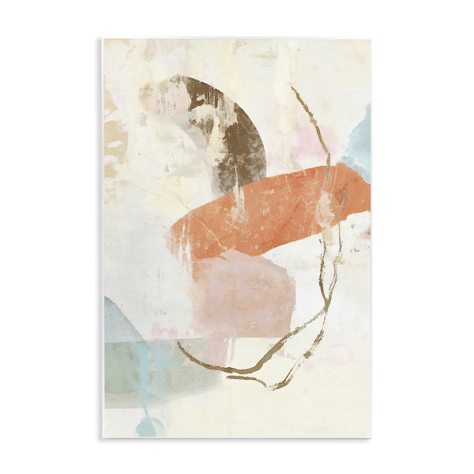 Stupell Industries Rustic Abstract with Orange Accent Abstract Painting Unframed Art Print Wall Art, 13 x 19