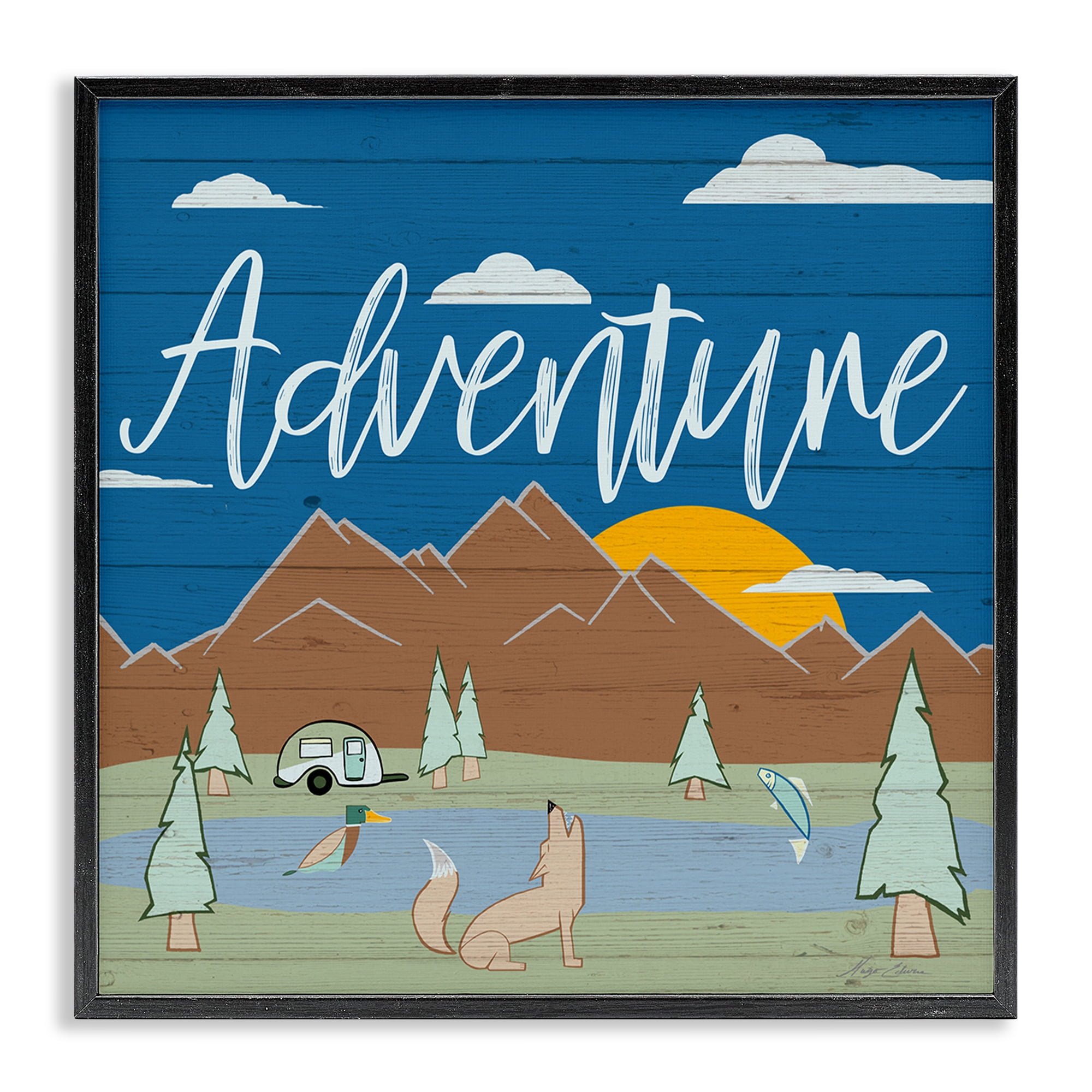 Stupell Industries Rustic Adventure Landscape Landscape & Nature Painting Black Framed Art Print Wall Art, 17 x 17