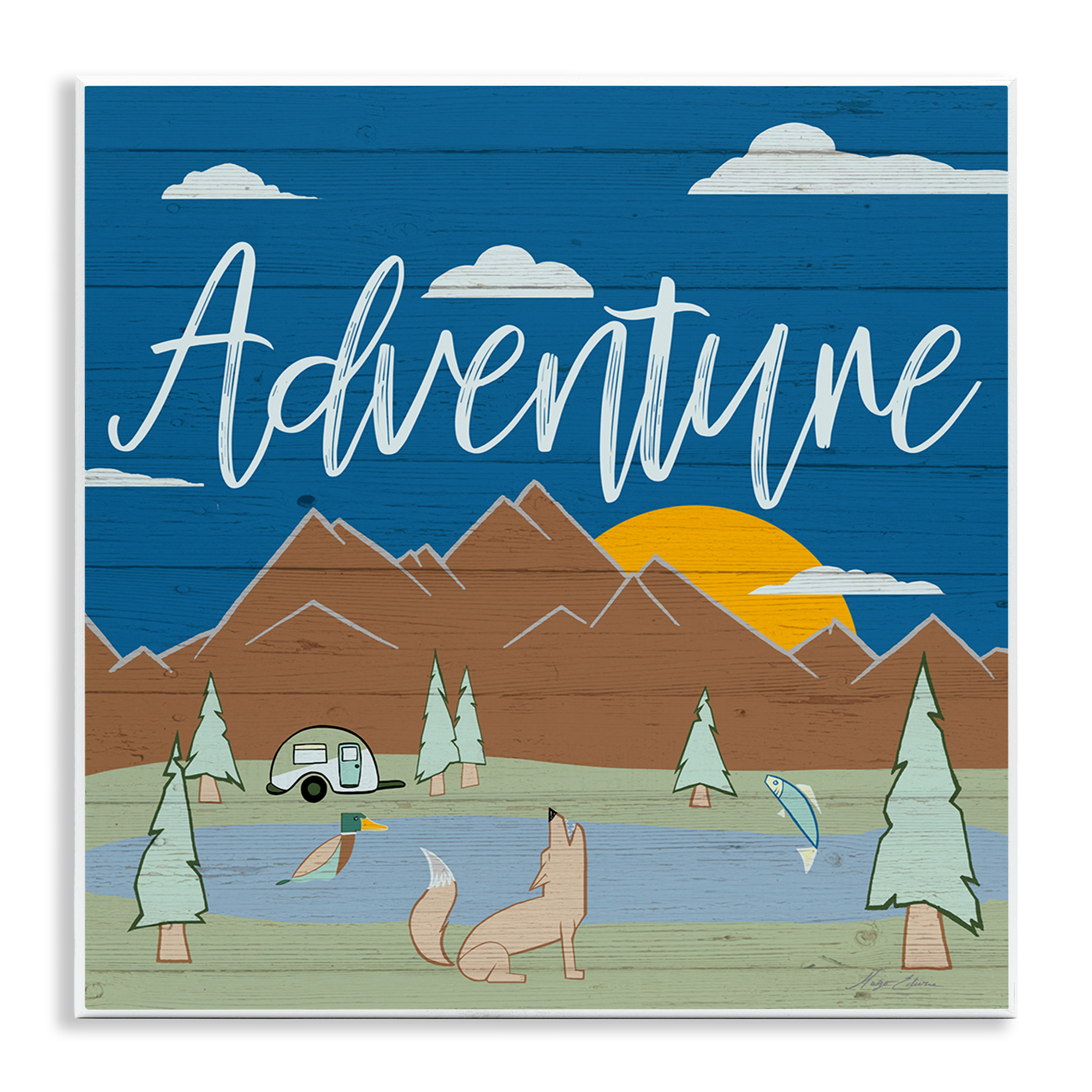 Stupell Industries Rustic Adventure Landscape Landscape & Nature Painting Unframed Art Print Wall Art, 12 x 12