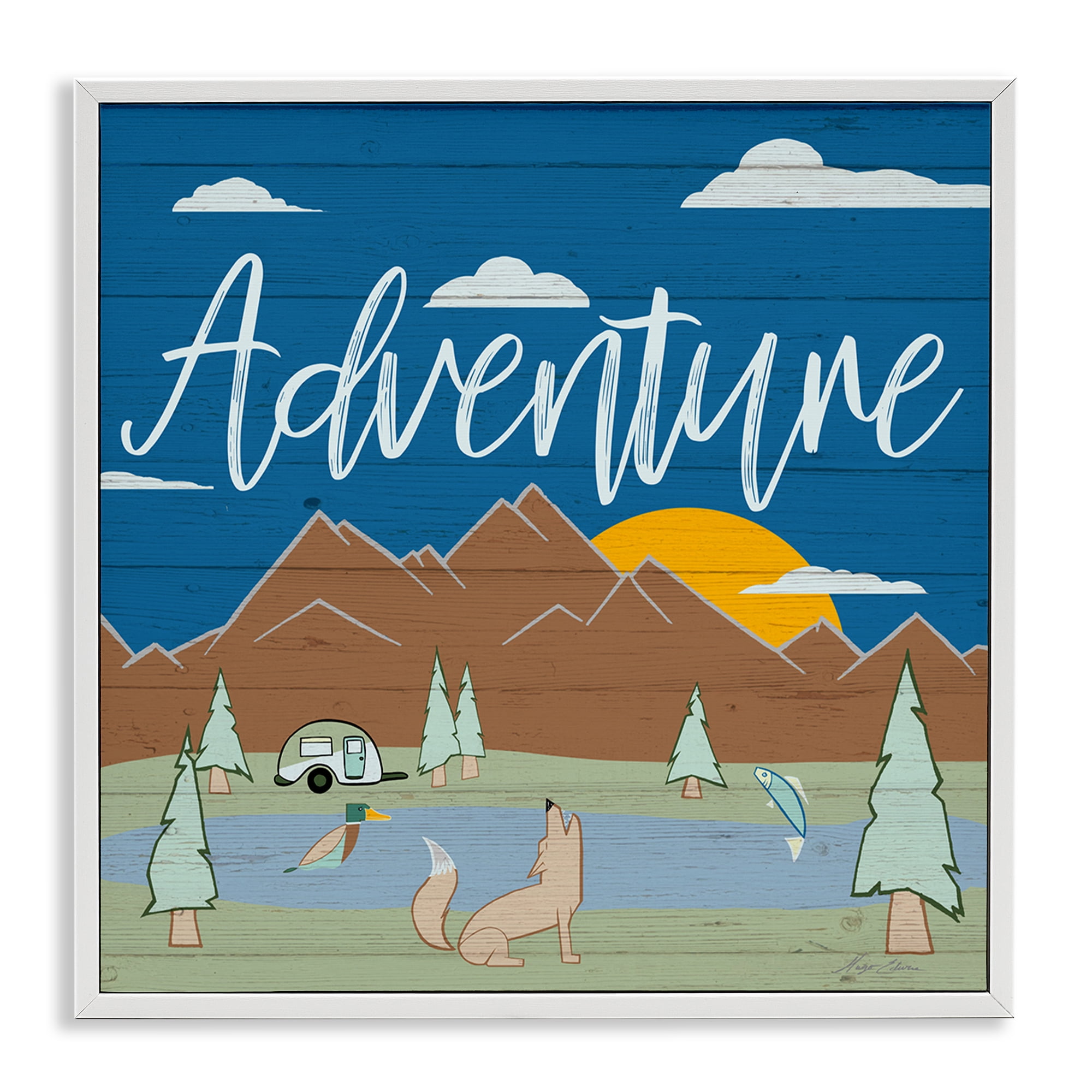 Stupell Industries Rustic Adventure Landscape Landscape & Nature Painting White Framed Art Print Wall Art, 24 x 24