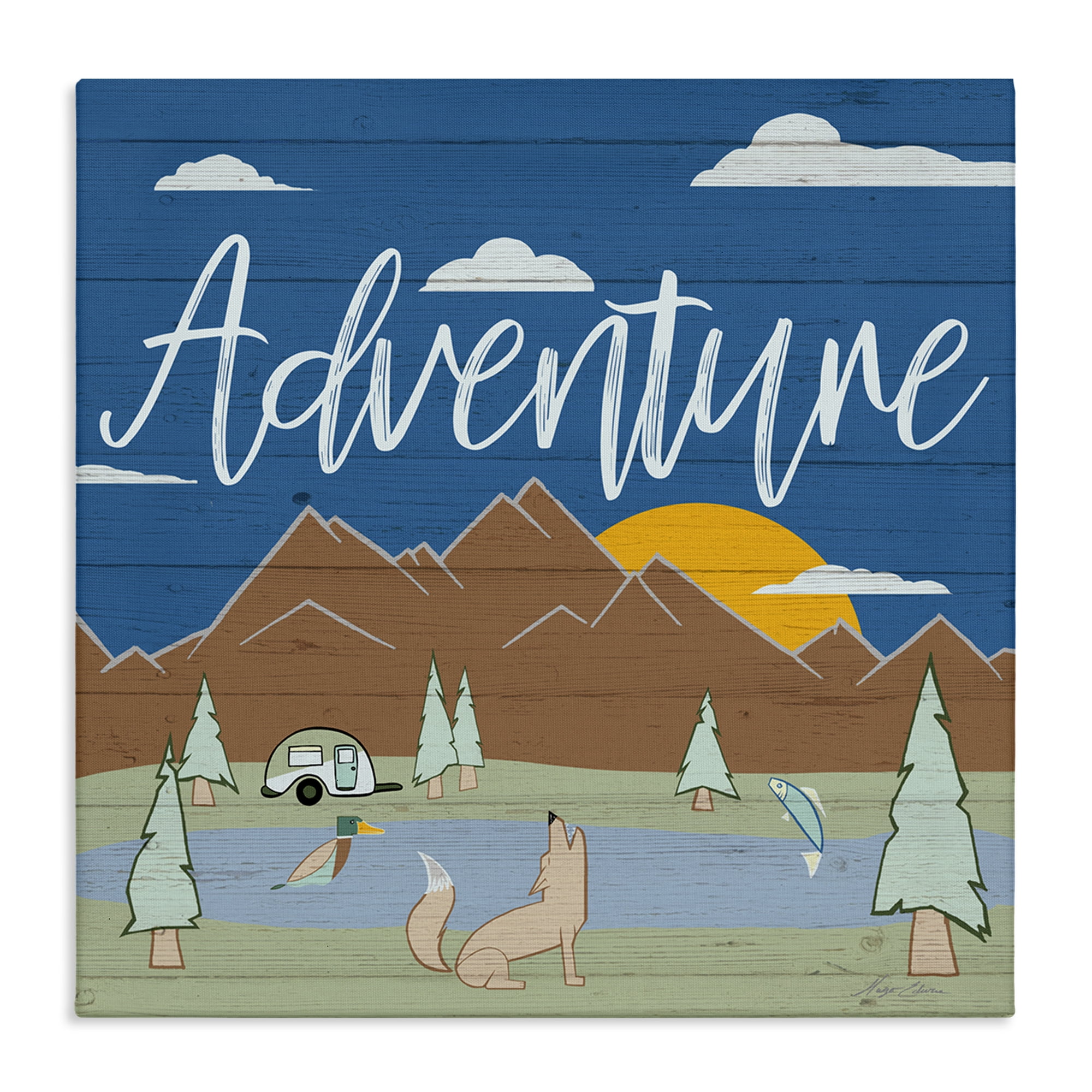 Stupell Industries Rustic Adventure Landscape Landscape & Nature Painting Wrapped Canvas Art Print Wall Art, 30 x 30