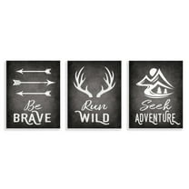 Stupell Industries Rustic Adventure Phrases Text & Numbers Painting Unframed Art Print Wall Art, 11 x 14, Set of 3