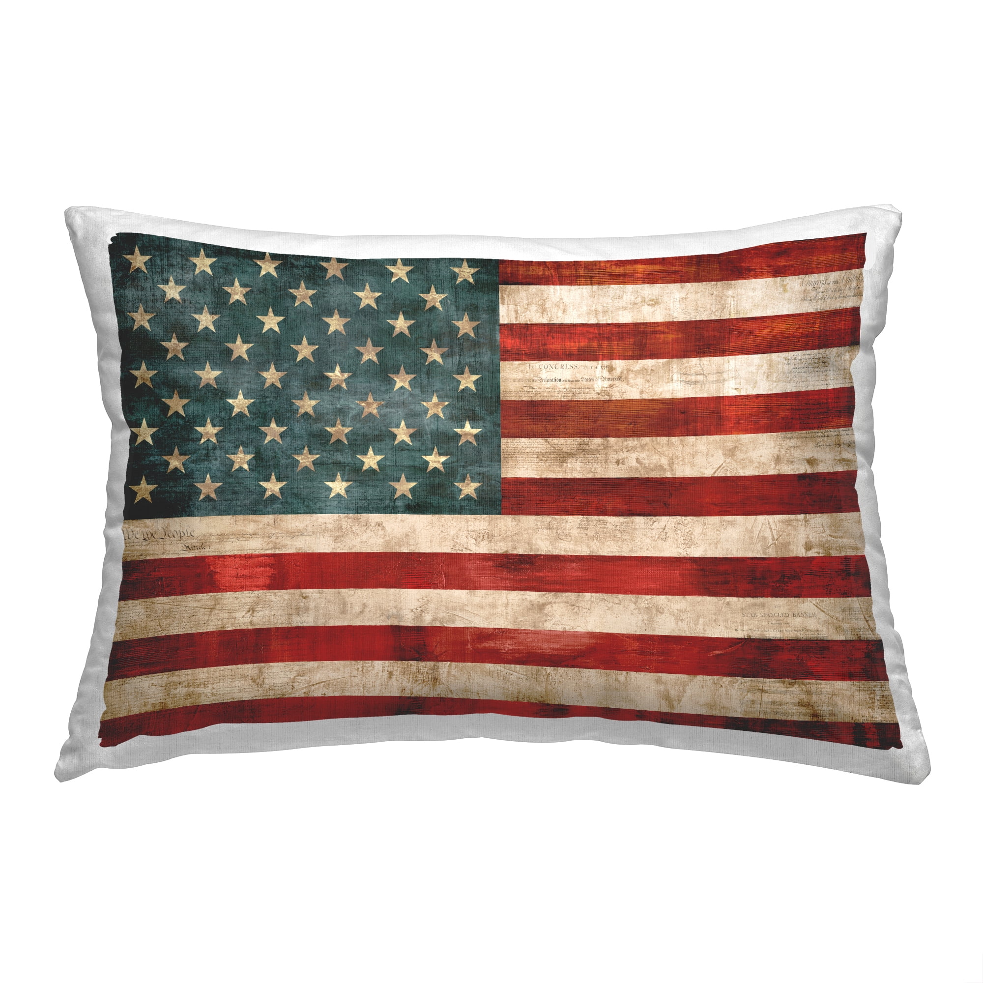 Stupell Industries Rustic American Flag Decorative Printed Throw Pillow, 14 x 20