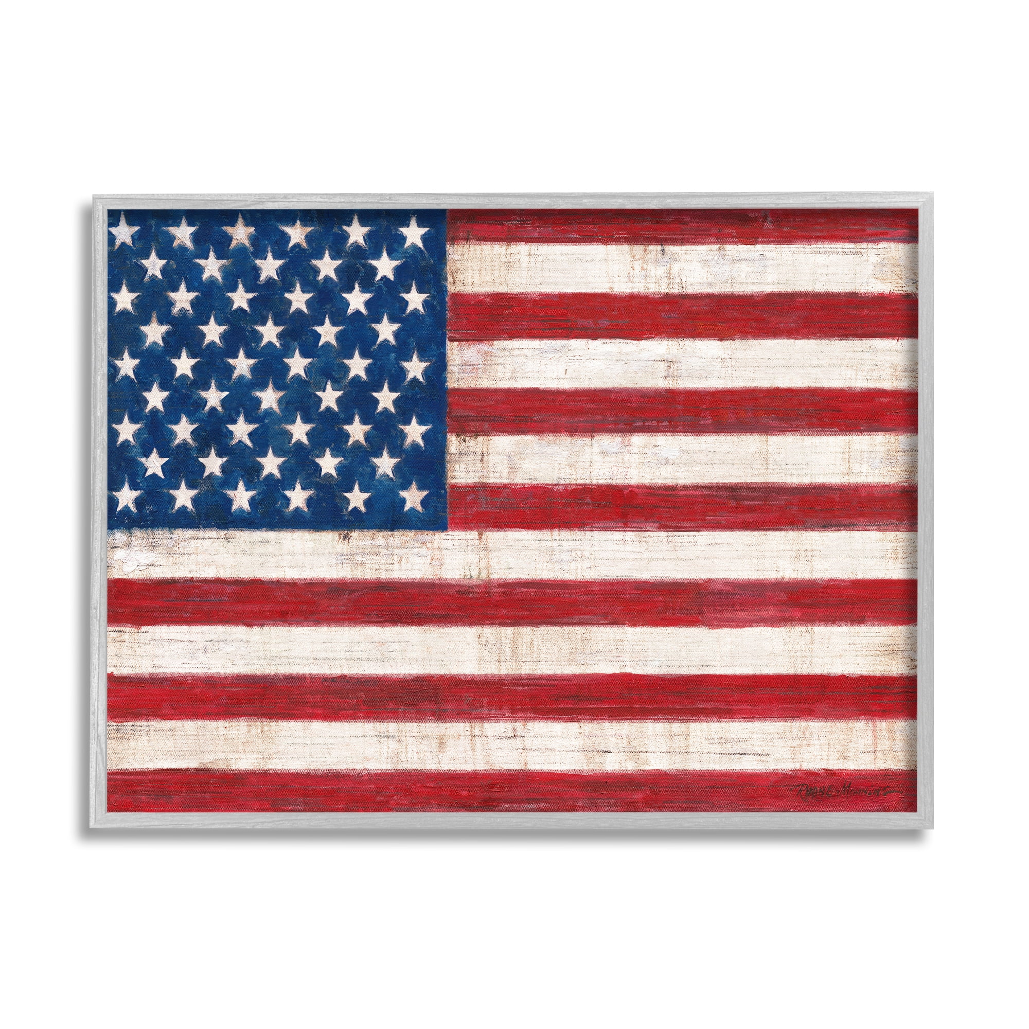 Stupell Industries Rustic American Flag Red White Blue Distressed Pattern, 14 x 11, Design by Ruane Manning