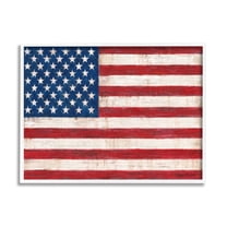 Stupell Industries Rustic American Flag Red White Blue Distressed Pattern, 20 x 16, Design by Ruane Manning