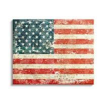Stupell Industries Rustic American Flag Town & City Painting Gallery Wrapped Canvas Print Wall Art, 20 x 16