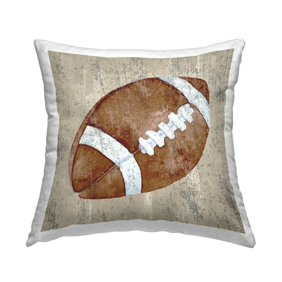 Stupell Industries Rustic American Football Decorative Printed Throw Pillow, 18 x 18