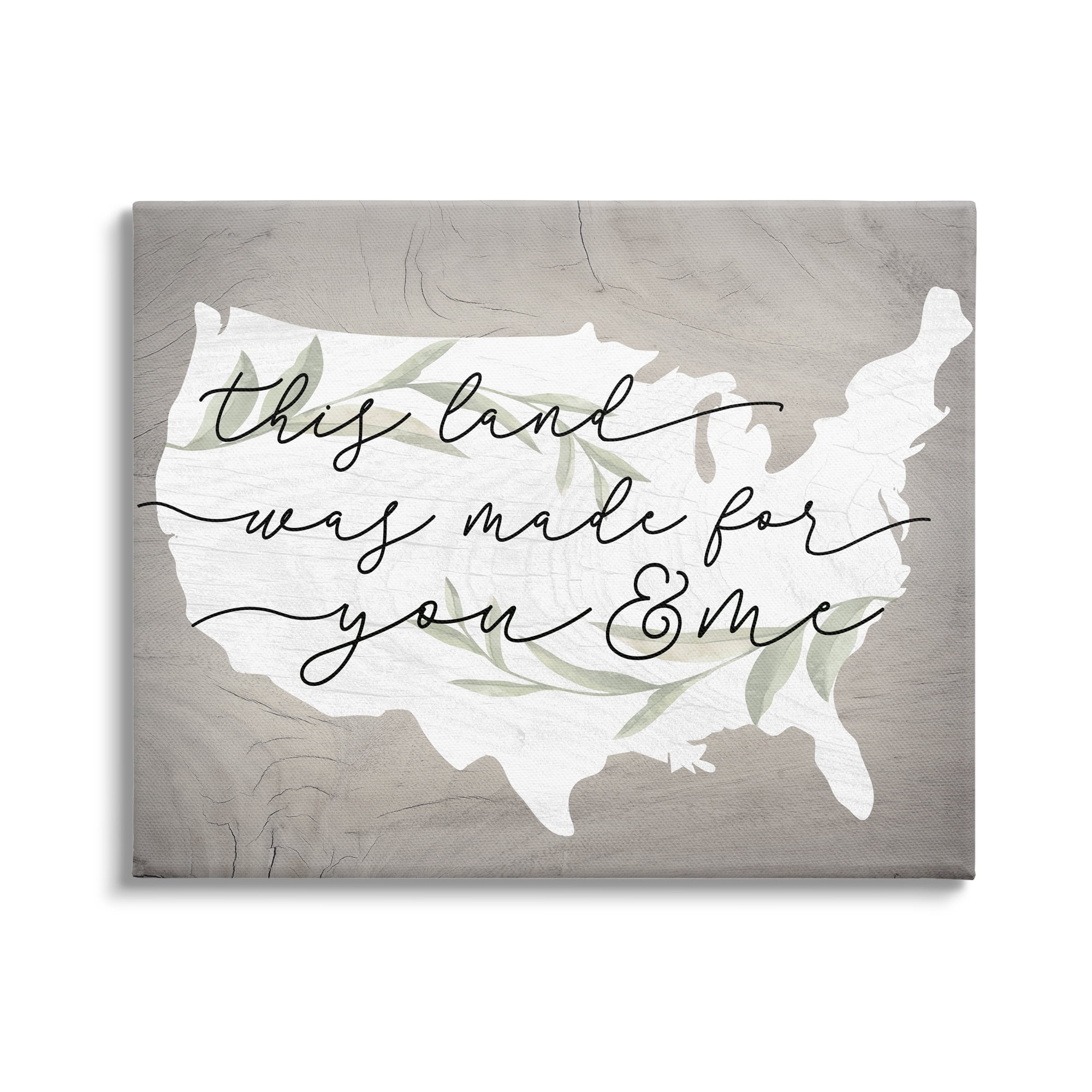 Stupell Industries Rustic Americana Cursive Typography Quote USA Map Canvas Wall Art, 20 x 16, Design by Lil' Rue