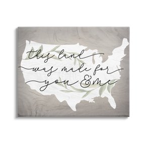 Stupell Industries Rustic Americana Cursive Typography Quote USA Map Canvas Wall Art, 40 x 30, Design by Lil' Rue