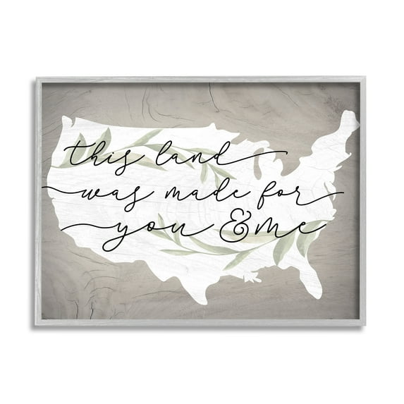 Stupell Industries Rustic Americana Cursive Typography Quote USA Map Framed Wall Art, 20 x 16, Design by Lil' Rue
