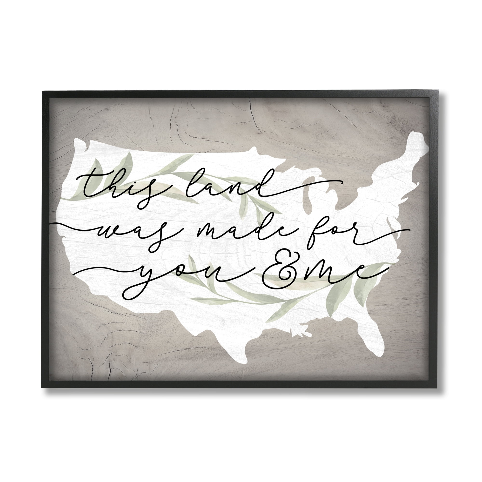Stupell Industries Rustic Americana Cursive Typography Quote USA Map Framed Wall Art, 30 x 24, Design by Lil' Rue