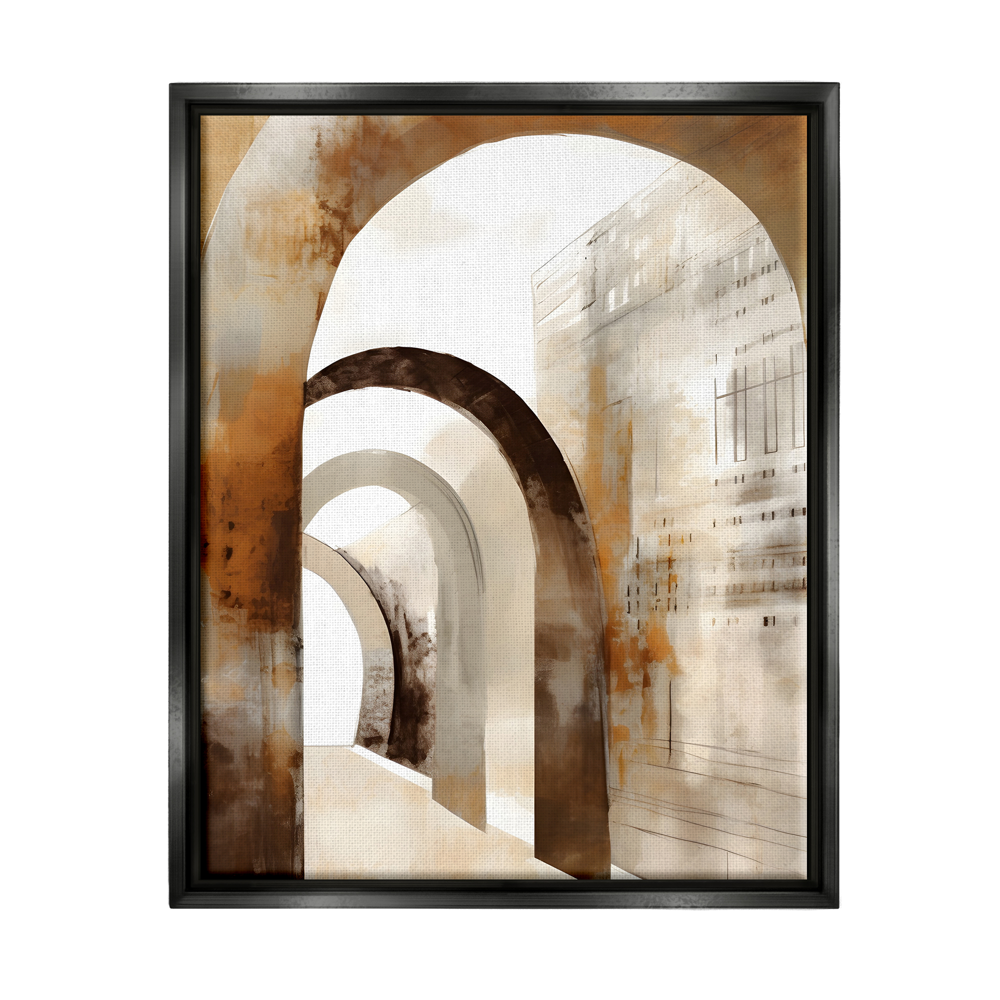 Stupell Industries Rustic Arch Architecture Abstract Painting Black Floater Framed Canvas Art Print Wall Art, 25 x 31