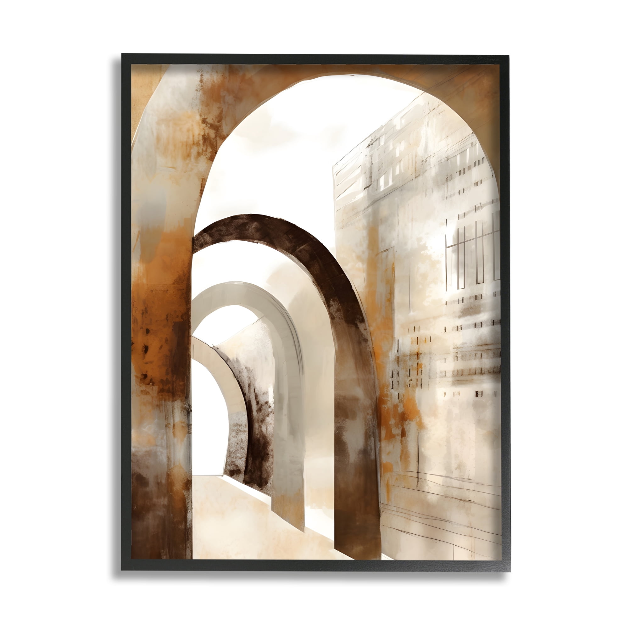 Stupell Industries Rustic Arch Architecture Abstract Painting Black Framed Art Print Wall Art, 24 x 30