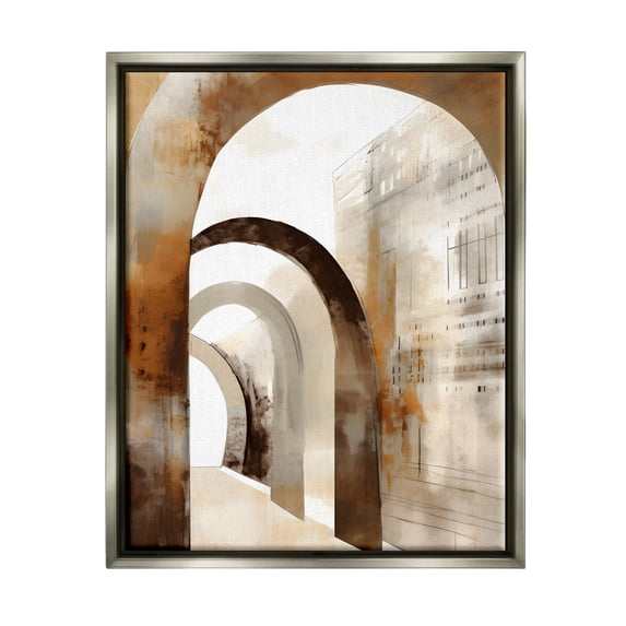 Stupell Industries Rustic Arch Architecture Abstract Painting Gray Floater Framed Canvas Art Print Wall Art, 17 x 21