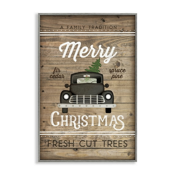 Stupell Industries Rustic Aspen Christmas Holiday Painting Gray Framed Art Print Wall Art, 12 x 18