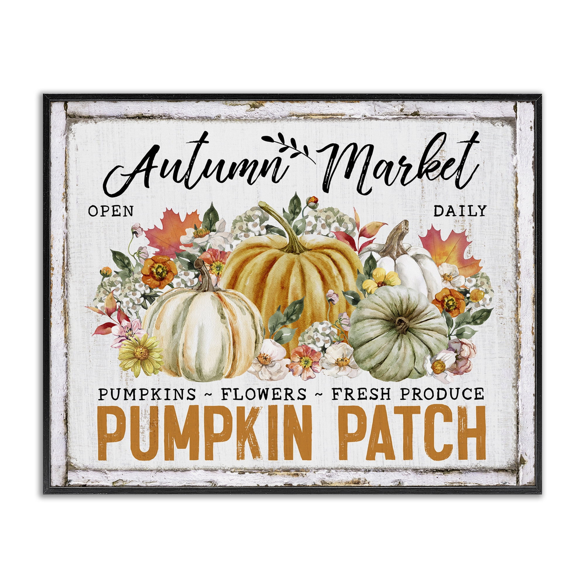 Stupell Industries Rustic Autumn Market Holiday Painting Black Framed Art Prints Wall Art, 14 x 11