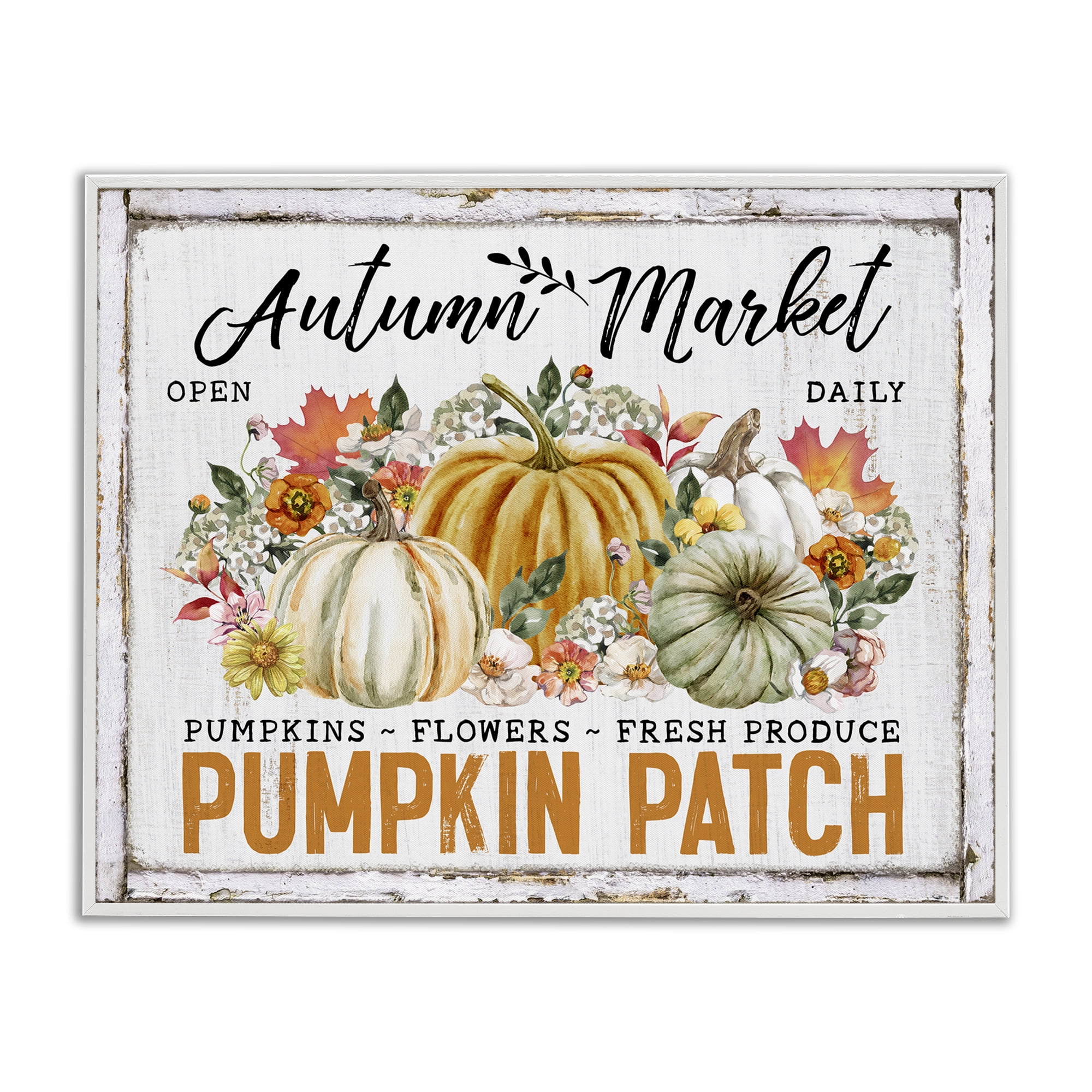Stupell Industries Rustic Autumn Market Holiday Painting White Framed Art Prints Wall Art, 30 x 24