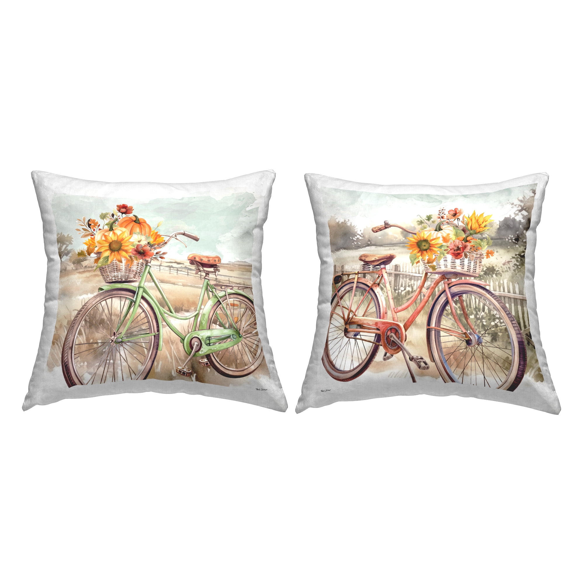 Stupell Industries Rustic Autumnal Bicycles Decorative Printed Throw Pillow Design by Nicole DeCamp.