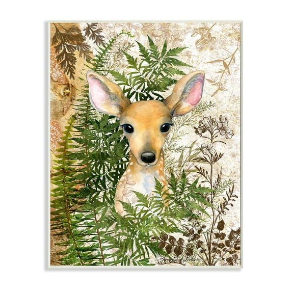 Stupell Industries Rustic Baby Fawn Children's Forest Animal Illustration Wall Plaque Design by Sherri Buck Baldwin