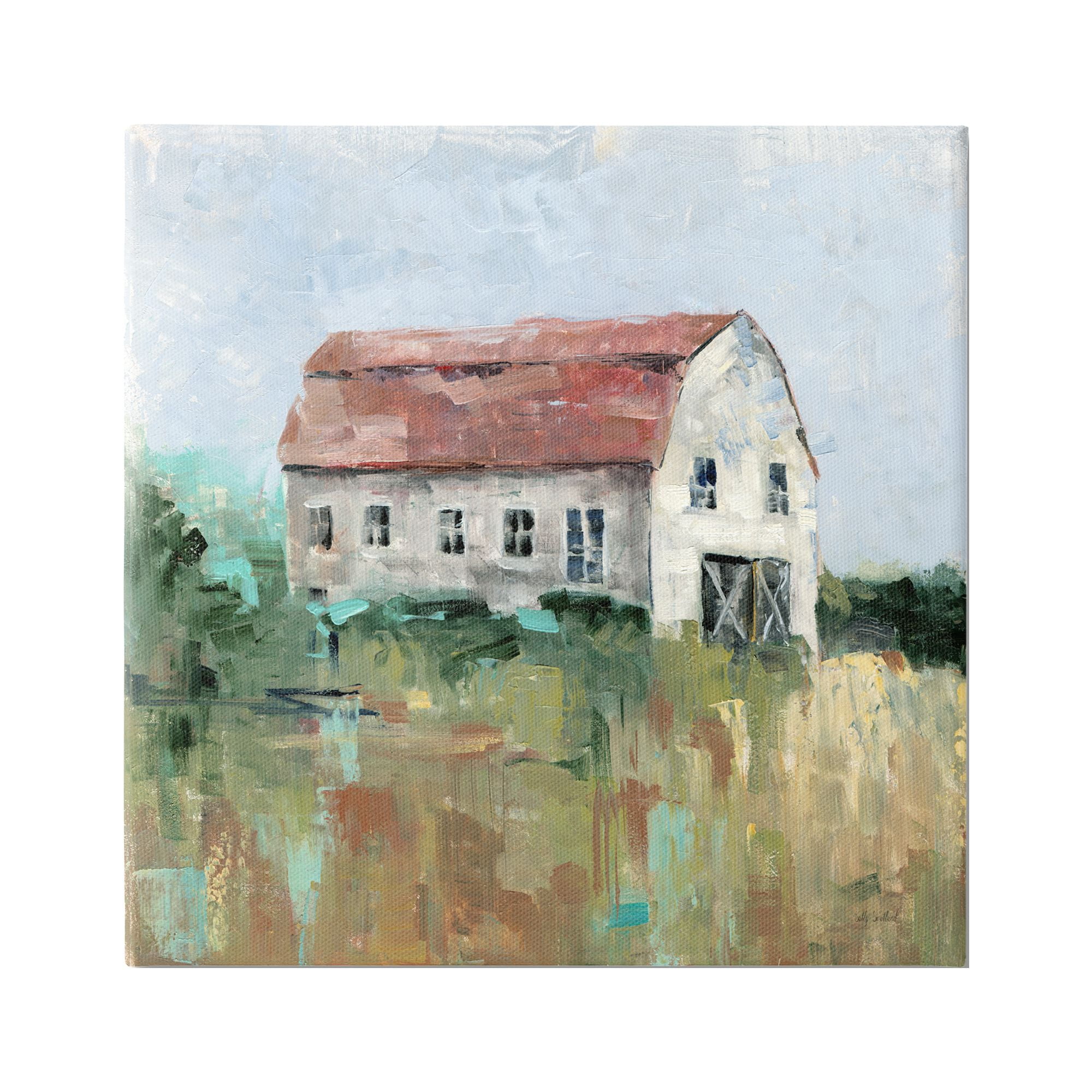 Stupell Industries Rustic Barn Painting Landscape Painting Gallery Wrapped Canvas Art Print Wall Art, 24 x 24