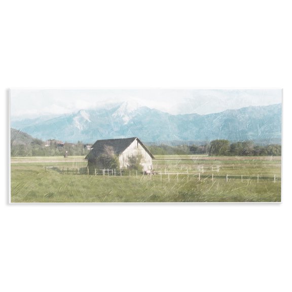 Stupell Industries Rustic Barn & Tractor Landscape & Nature Painting Unframed Art Print Wall Art, 17 x 7