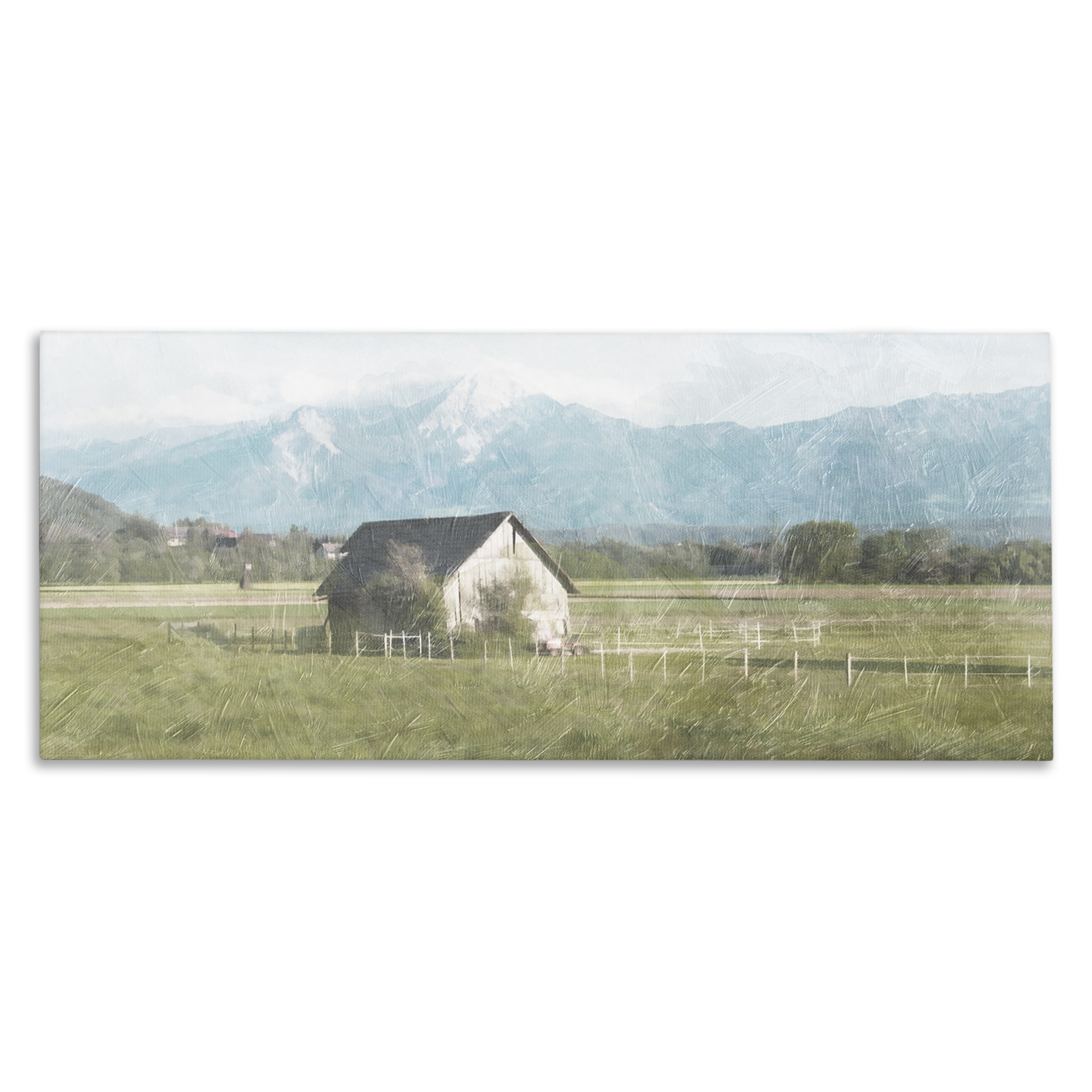 Stupell Industries Rustic Barn & Tractor Landscape & Nature Painting Wrapped Canvas Art Print Wall Art, 30 x 13