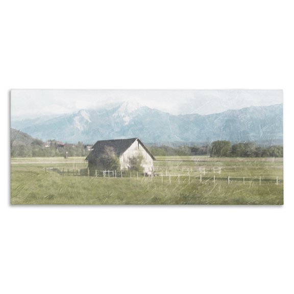 Stupell Industries Rustic Barn & Tractor Landscape & Nature Painting Wrapped Canvas Art Print Wall Art, 40 x 17