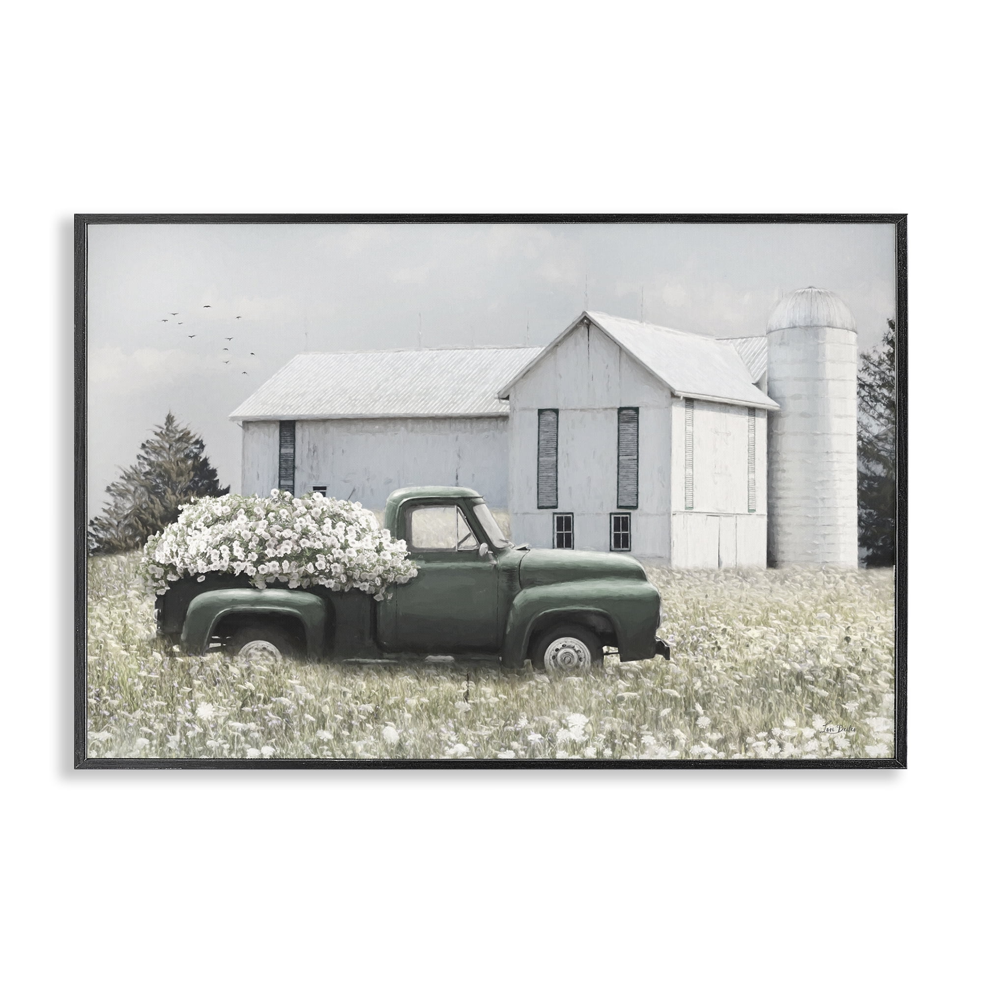 Stupell Industries Rustic Barn & Truck Plants & Flowers Photography Black Framed Art Print Wall Art, 30 x 20