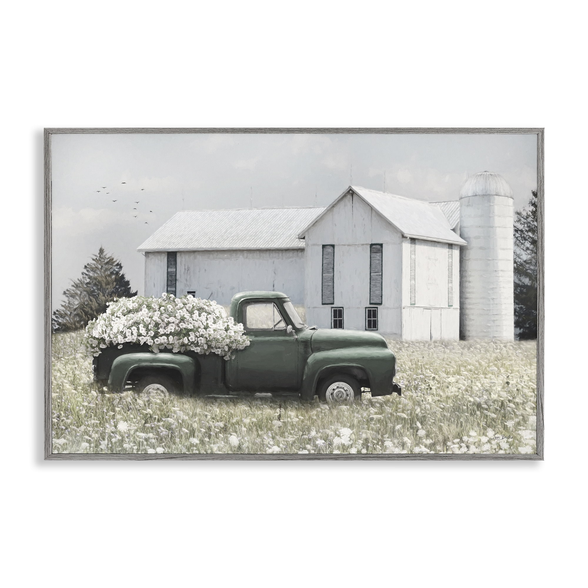 Stupell Industries Rustic Barn & Truck Plants & Flowers Photography Gray Framed Art Print Wall Art, 30 x 20