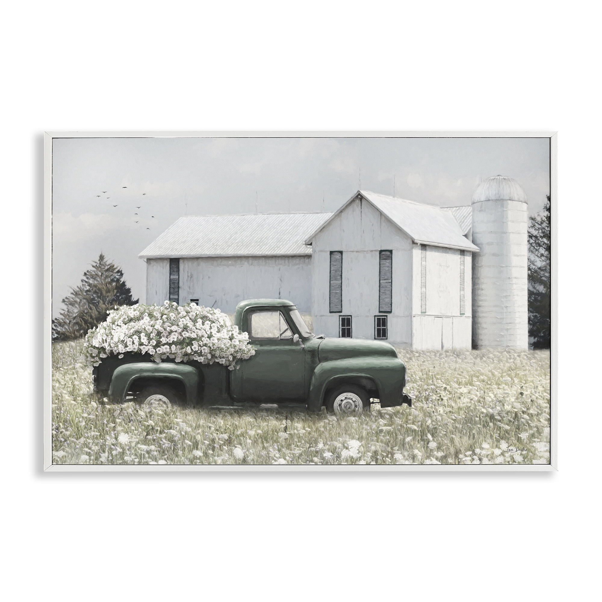 Stupell Industries Rustic Barn & Truck Plants & Flowers Photography White Framed Art Print Wall Art, 18 x 12