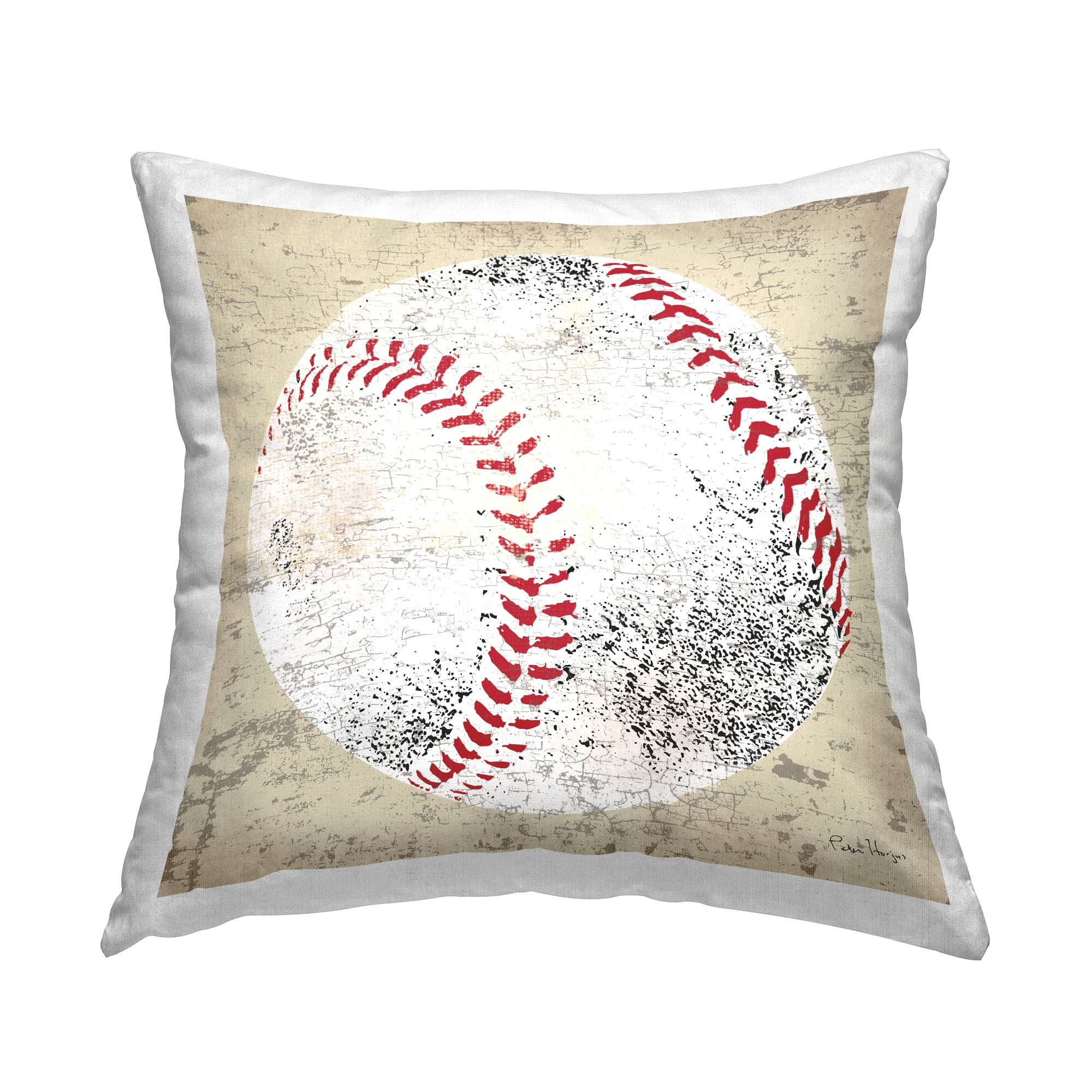 Stupell Industries Rustic Baseball Sports Ball Square Decorative Printed Throw Pillow, 18 x 18