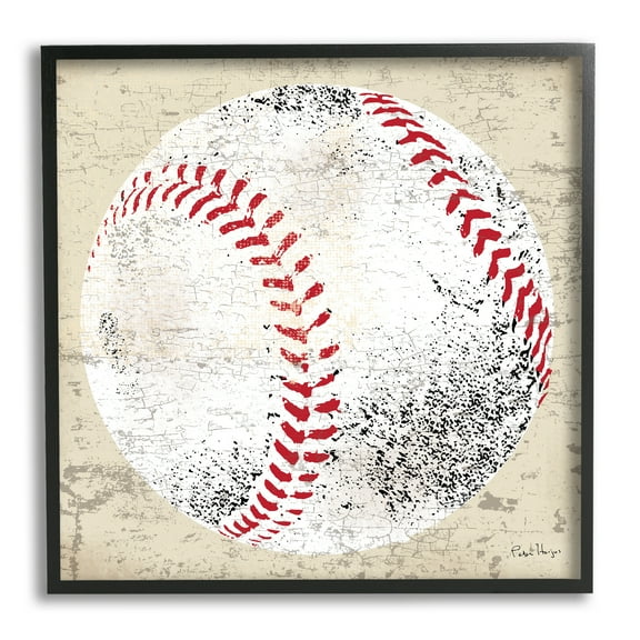 Stupell Industries Rustic Baseball Sports Sports Painting Black Framed Art Print Wall Art, 12 x 12