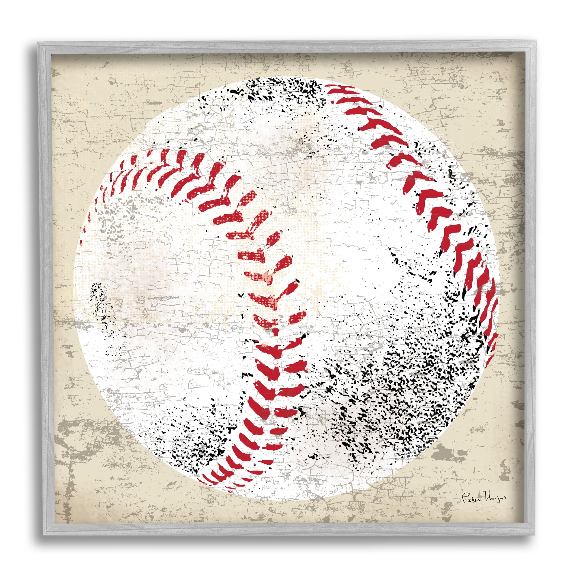 Stupell Industries Rustic Baseball Sports Sports Painting Gray Framed Art Print Wall Art, 17 x 17