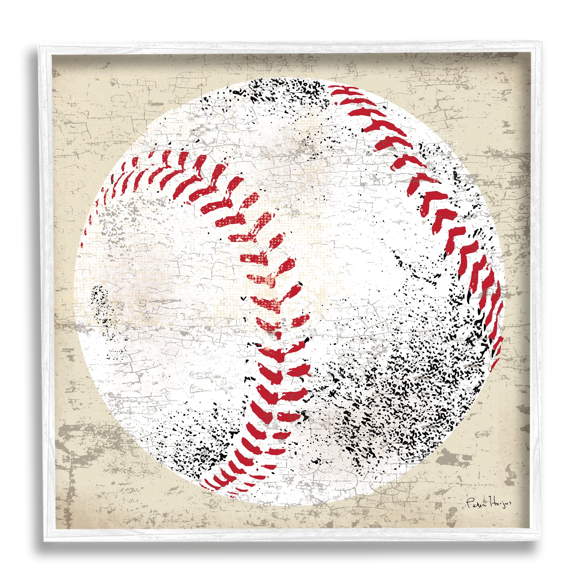Stupell Industries Rustic Baseball Sports Sports Painting White Framed Art Print Wall Art, 24 x 24