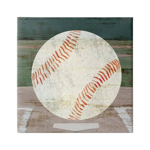 Stupell Industries Rustic Baseball on Field Abstract Painting Gallery Wrapped Canvas Art Print Wall Art, 17 x 17