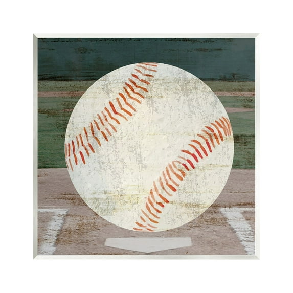 Stupell Industries Rustic Baseball on Field Abstract Painting Unframed Art Print Wall Art, 12 x 12