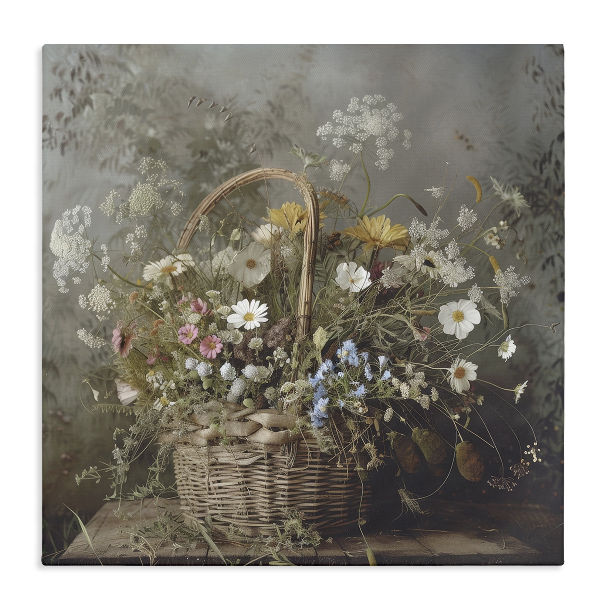 Stupell Industries Rustic Basket with Flowers Canvas Wall Art, design by Lazar Studio