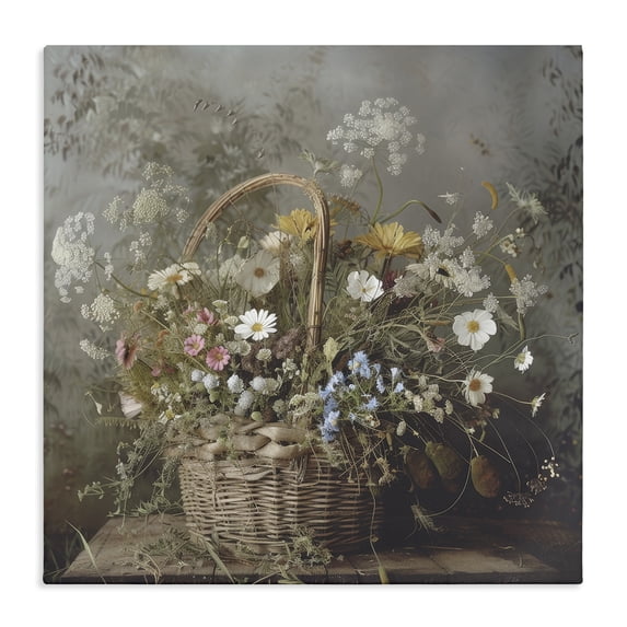 Stupell Industries Cottage Rustic Basket with Flowers Canvas Art, 17 x 17, by Lazar Studio