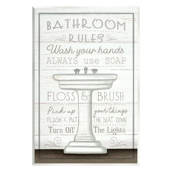 Stupell Industries Rustic Bathroom Rules Sink Typography Painting Unframed Art Print Wall Art, 10 x 15