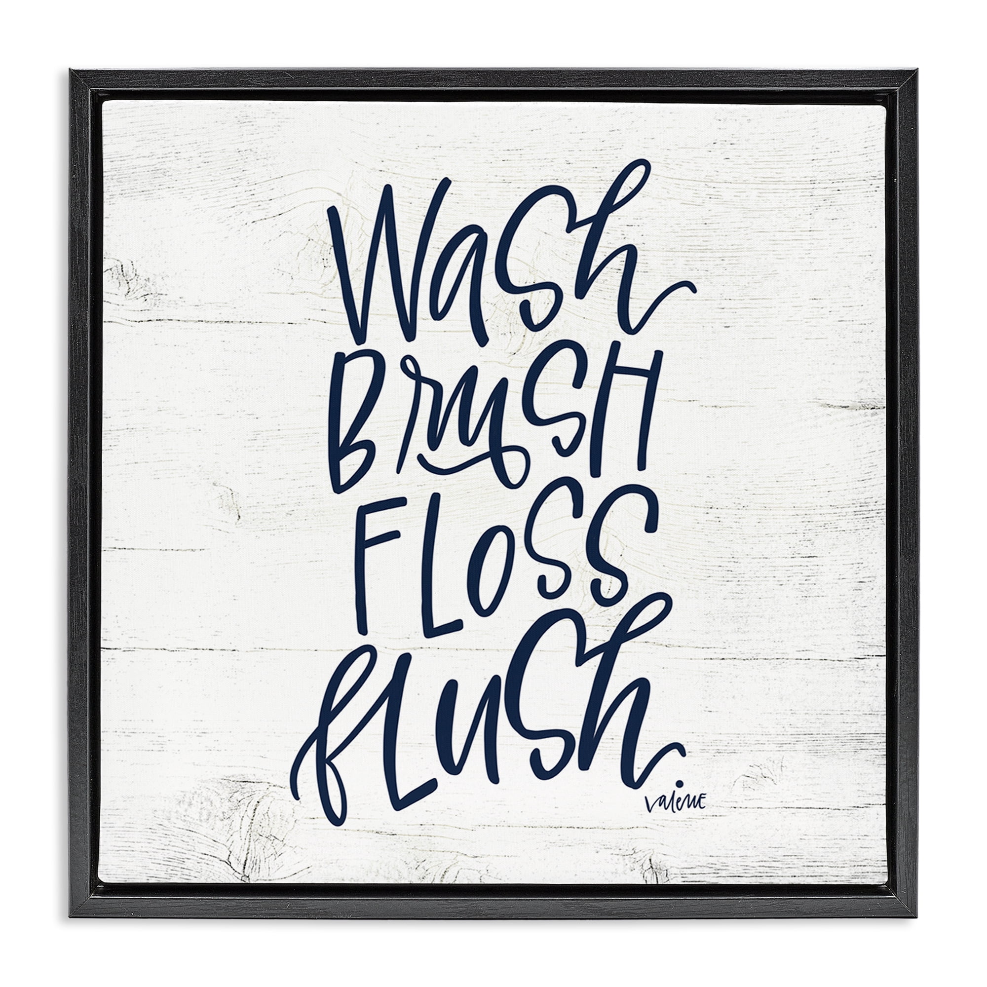 Stupell Industries Rustic Bathroom Rules Typography Painting Black Floater Framed Canvas Art Print Wall Art, 18 x 18