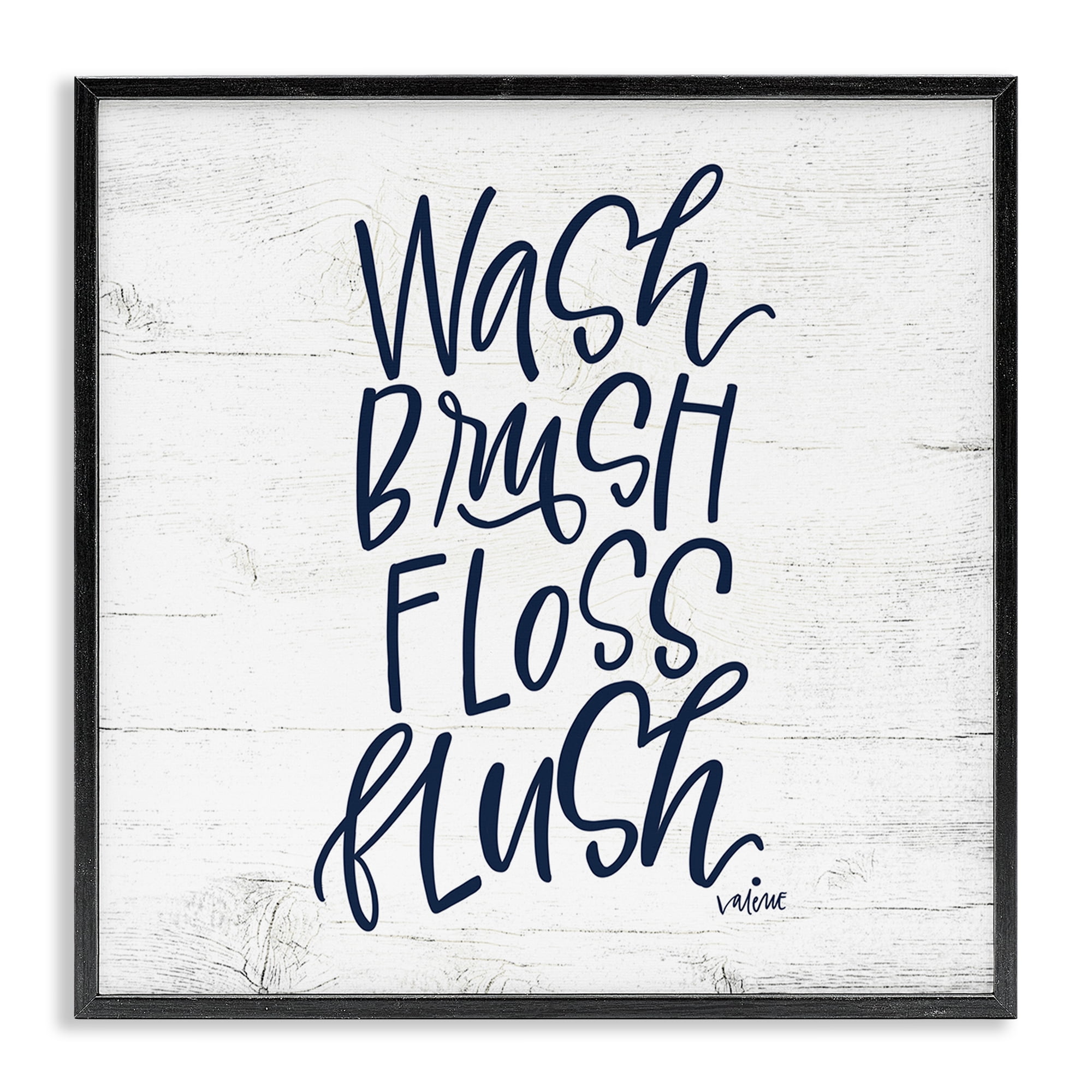 Stupell Industries Rustic Bathroom Rules Typography Painting Black Framed Art Print Wall Art, 24 x 24