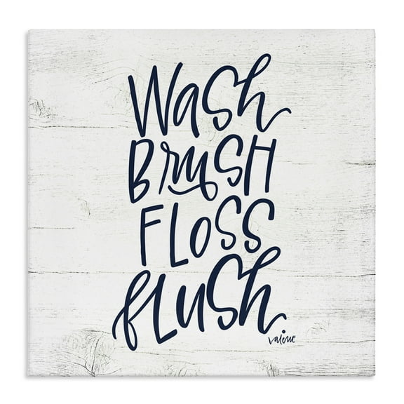 Stupell Industries Rustic Bathroom Rules Typography Painting Gallery Wrapped Canvas Art Print Wall Art, 17 x 17