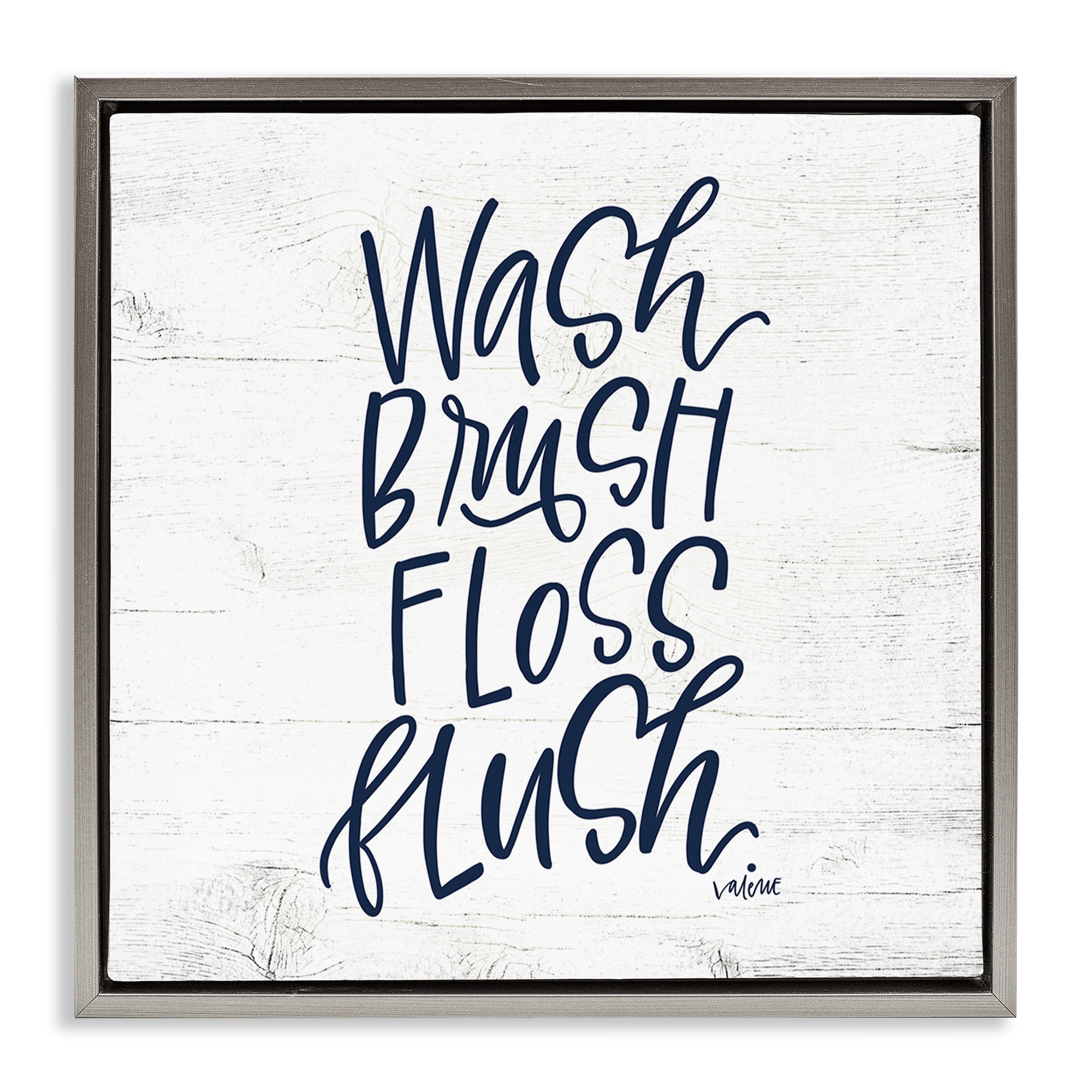 Stupell Industries Rustic Bathroom Rules Typography Painting Gray Floater Framed Canvas Art Print Wall Art, 18 x 18