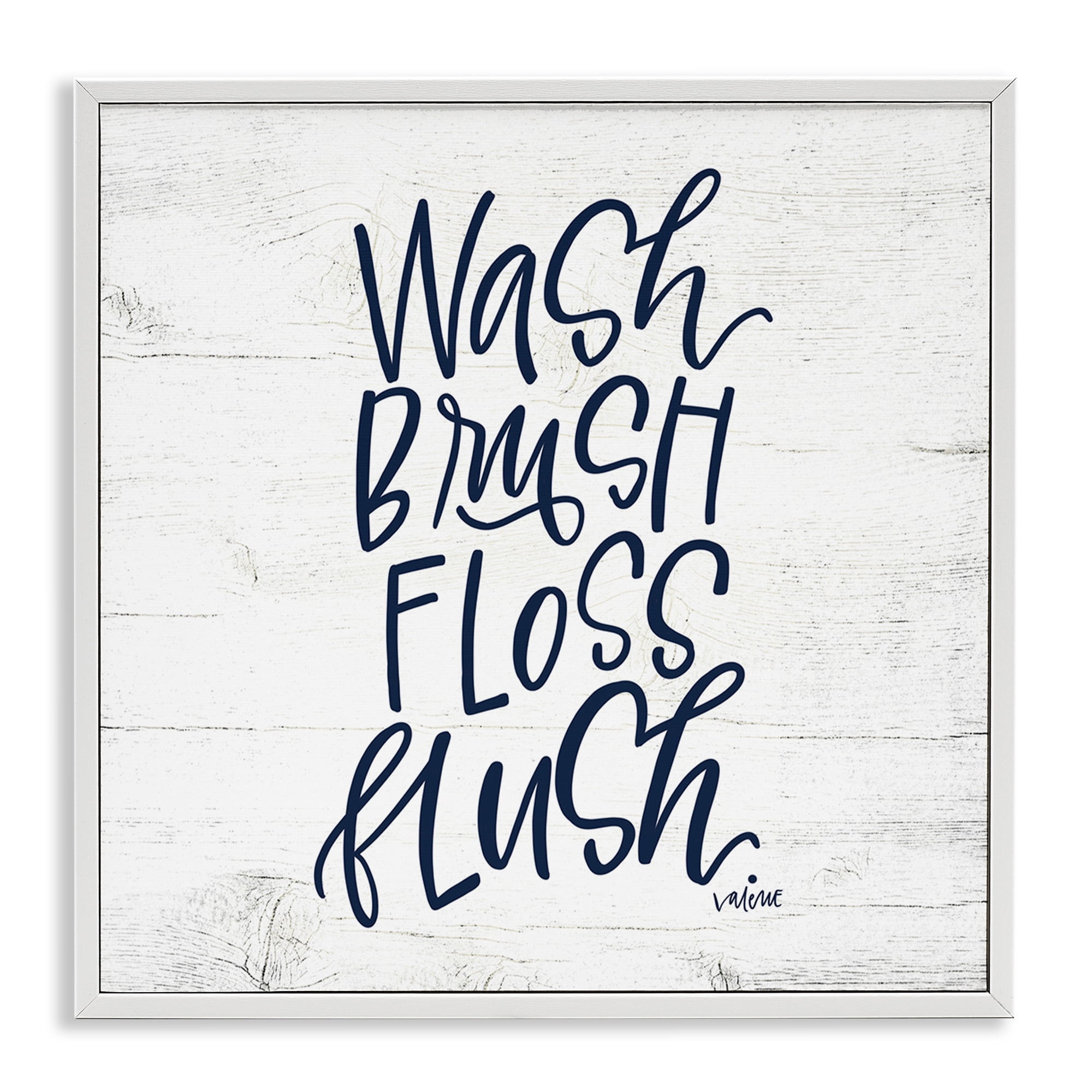 Stupell Industries Rustic Bathroom Rules Typography Painting White Framed Art Print Wall Art, 24 x 24