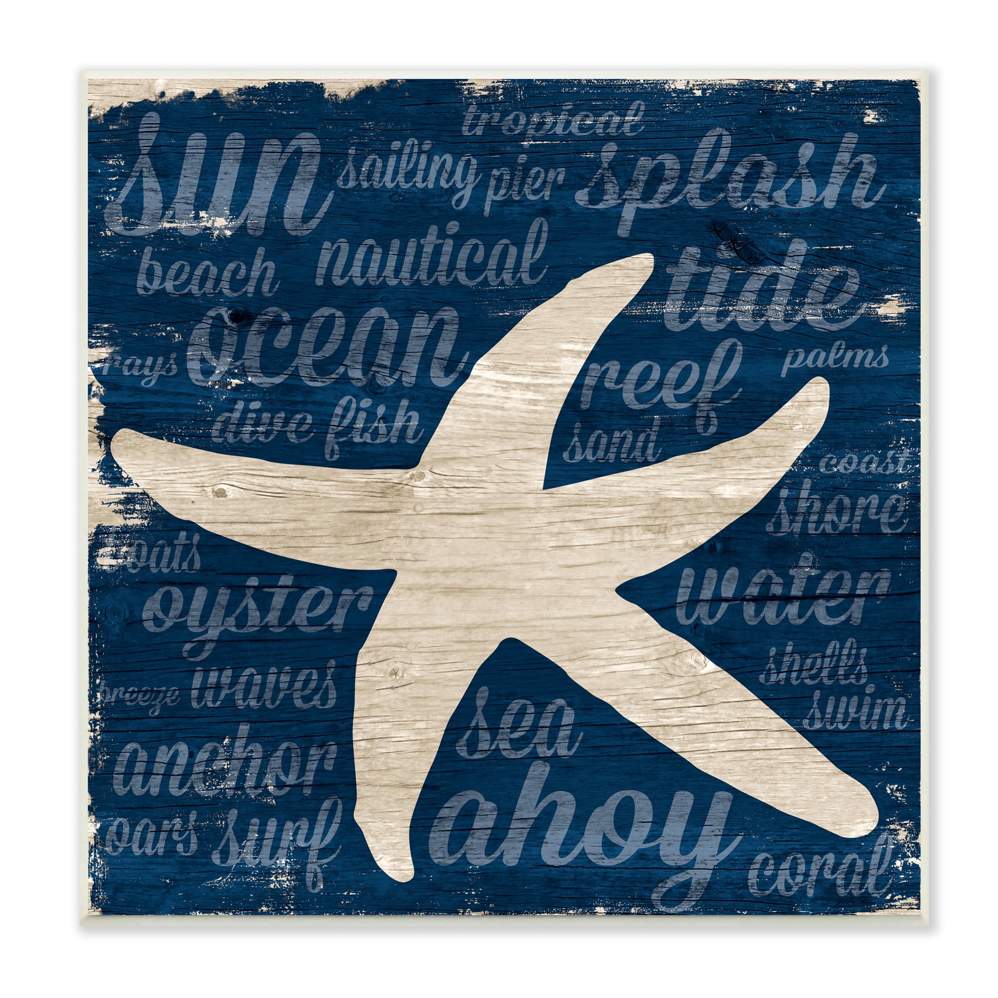 Stupell Industries Rustic Beach Starfish Aquatic Animal Fun Nautical Phrases, 12 x 12, Design by Gina Ritter